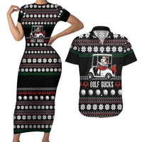 Golf Sucks Christmas Couples Matching Short Sleeve Bodycon Dress and Hawaiian Shirt Xmas Holiday Patterns - Wonder Print Shop