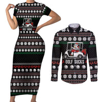 Golf Sucks Christmas Couples Matching Short Sleeve Bodycon Dress and Long Sleeve Button Shirt Xmas Holiday Patterns - Wonder Print Shop