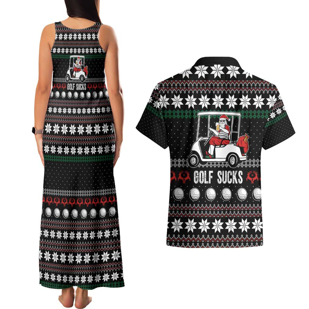 Golf Sucks Christmas Couples Matching Tank Maxi Dress and Hawaiian Shirt Xmas Holiday Patterns - Wonder Print Shop