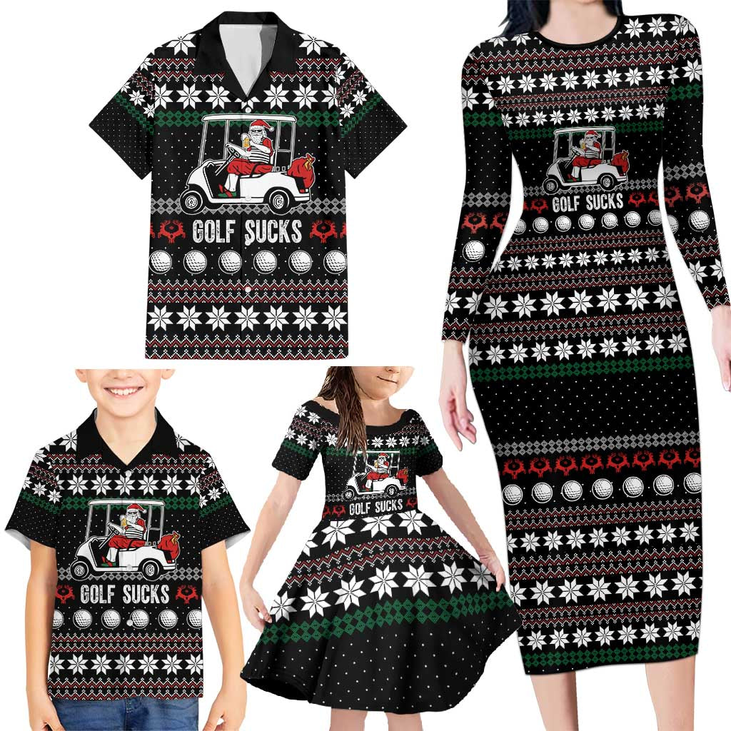 Golf Sucks Christmas Family Matching Long Sleeve Bodycon Dress and Hawaiian Shirt Xmas Holiday Patterns - Wonder Print Shop