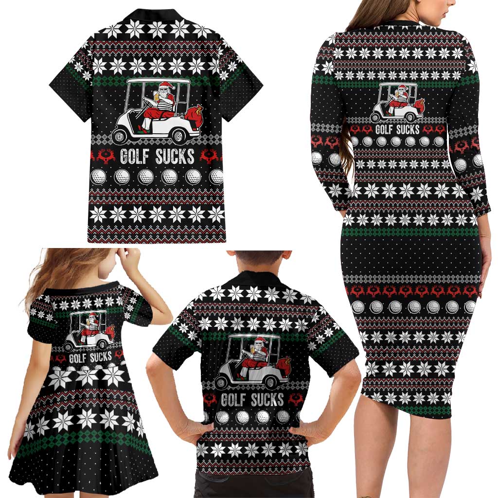 Golf Sucks Christmas Family Matching Long Sleeve Bodycon Dress and Hawaiian Shirt Xmas Holiday Patterns - Wonder Print Shop