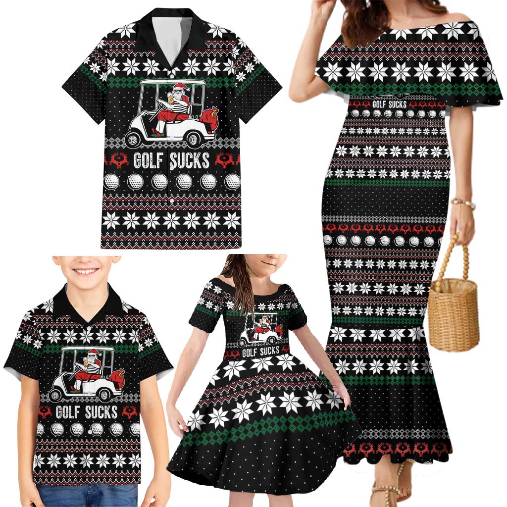 Golf Sucks Christmas Family Matching Mermaid Dress and Hawaiian Shirt Xmas Holiday Patterns - Wonder Print Shop