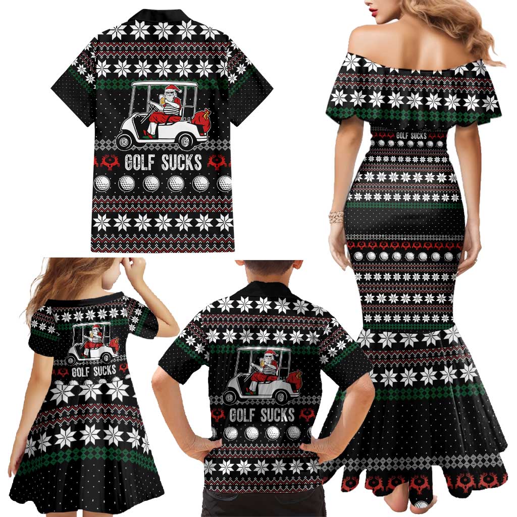 Golf Sucks Christmas Family Matching Mermaid Dress and Hawaiian Shirt Xmas Holiday Patterns - Wonder Print Shop