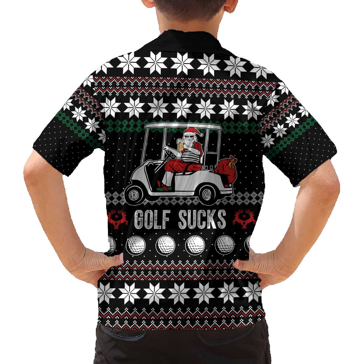 Golf Sucks Christmas Family Matching Off The Shoulder Long Sleeve Dress and Hawaiian Shirt Xmas Holiday Patterns - Wonder Print Shop