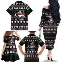 Golf Sucks Christmas Family Matching Off The Shoulder Long Sleeve Dress and Hawaiian Shirt Xmas Holiday Patterns - Wonder Print Shop