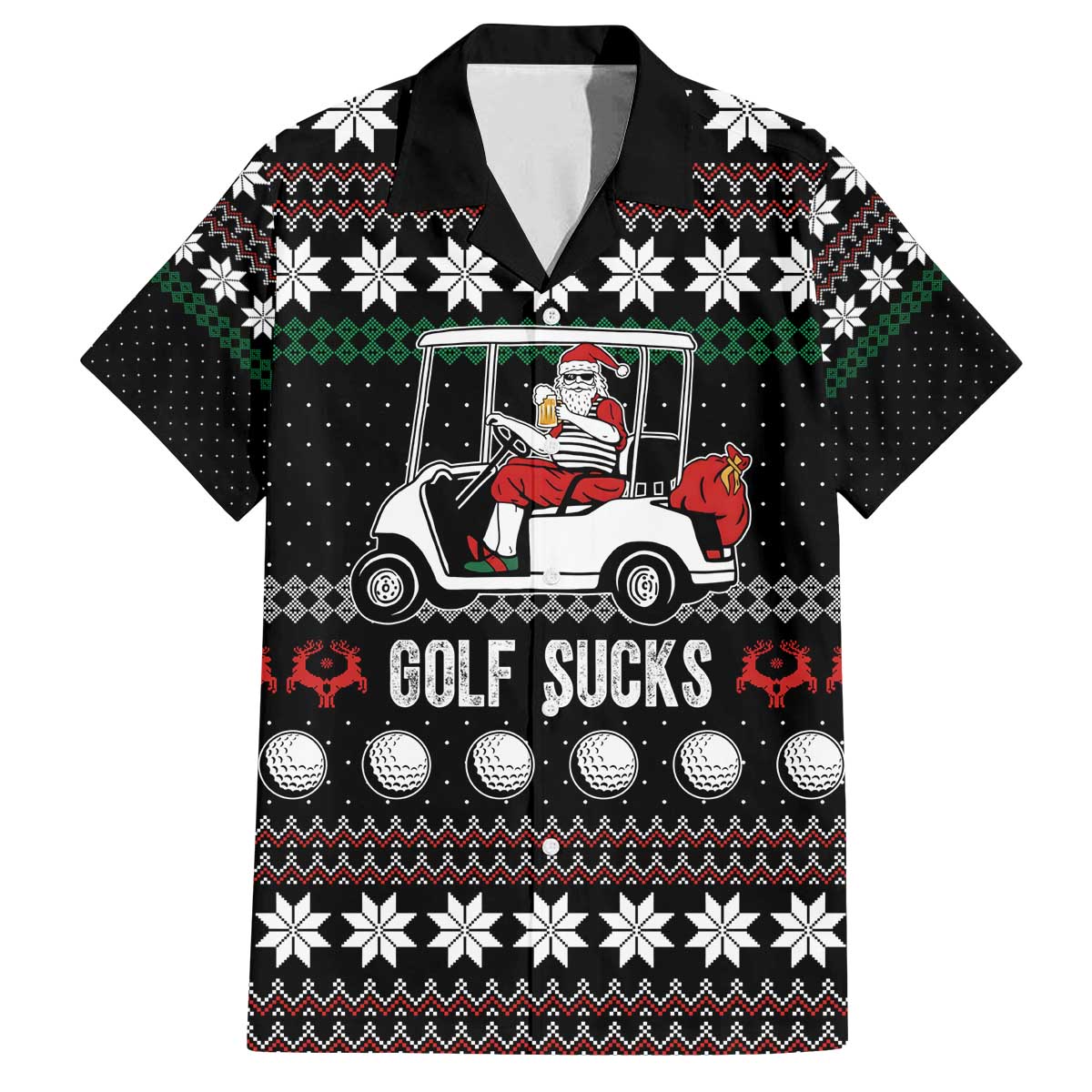 Golf Sucks Christmas Family Matching Off The Shoulder Long Sleeve Dress and Hawaiian Shirt Xmas Holiday Patterns - Wonder Print Shop