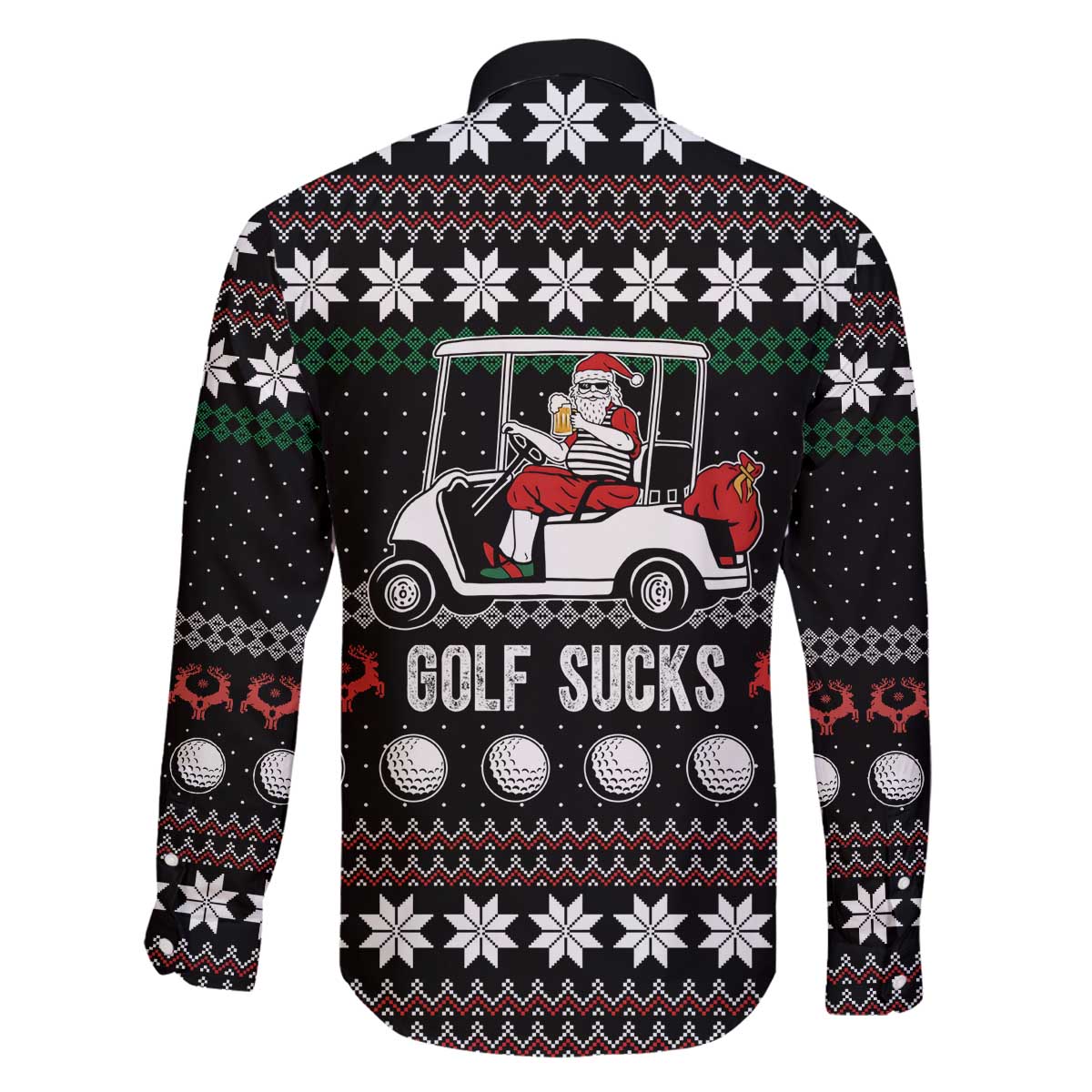 Golf Sucks Christmas Family Matching Off The Shoulder Long Sleeve Dress and Hawaiian Shirt Xmas Holiday Patterns - Wonder Print Shop