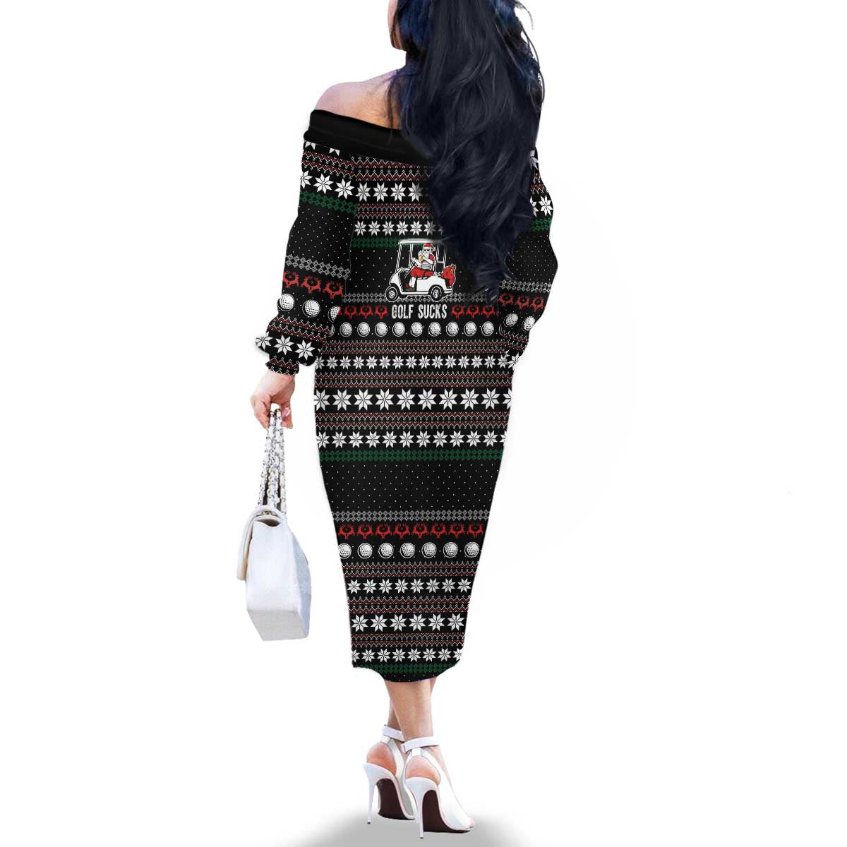Golf Sucks Christmas Family Matching Off The Shoulder Long Sleeve Dress and Hawaiian Shirt Xmas Holiday Patterns - Wonder Print Shop