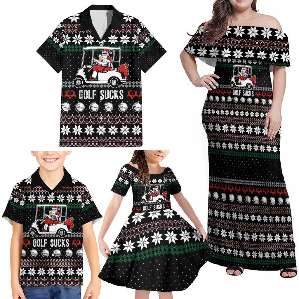 Golf Sucks Christmas Family Matching Off Shoulder Maxi Dress and Hawaiian Shirt Xmas Holiday Patterns - Wonder Print Shop