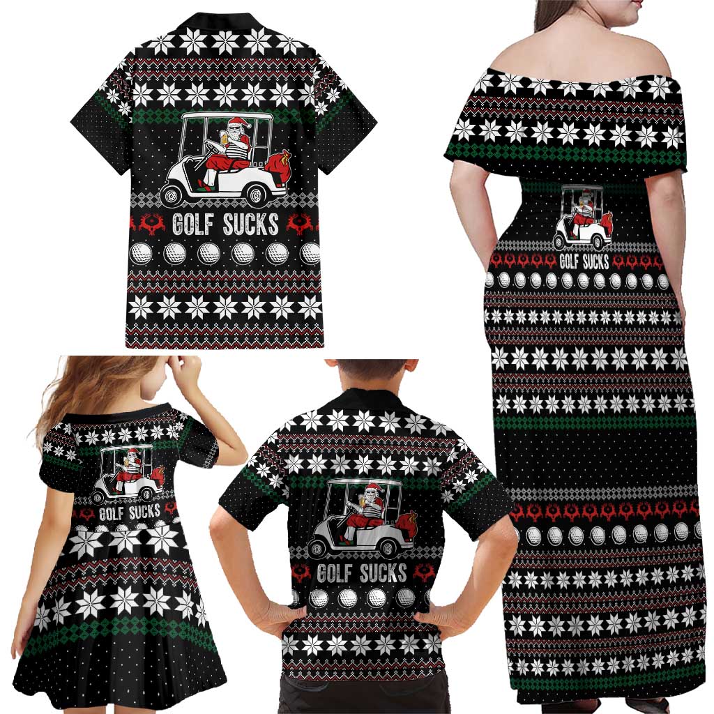 Golf Sucks Christmas Family Matching Off Shoulder Maxi Dress and Hawaiian Shirt Xmas Holiday Patterns - Wonder Print Shop