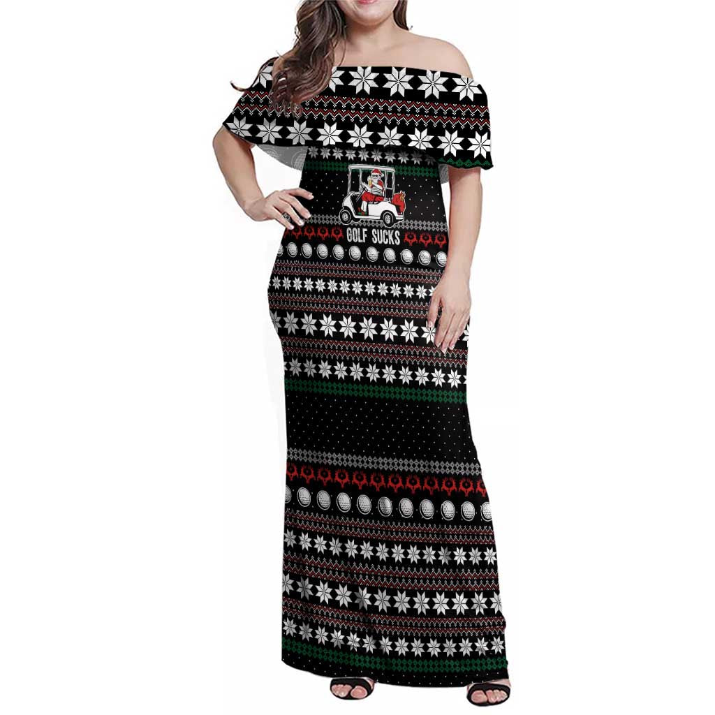 Golf Sucks Christmas Family Matching Off Shoulder Maxi Dress and Hawaiian Shirt Xmas Holiday Patterns - Wonder Print Shop