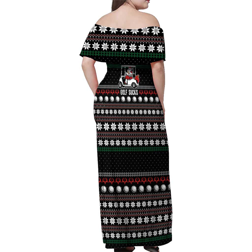 Golf Sucks Christmas Family Matching Off Shoulder Maxi Dress and Hawaiian Shirt Xmas Holiday Patterns - Wonder Print Shop