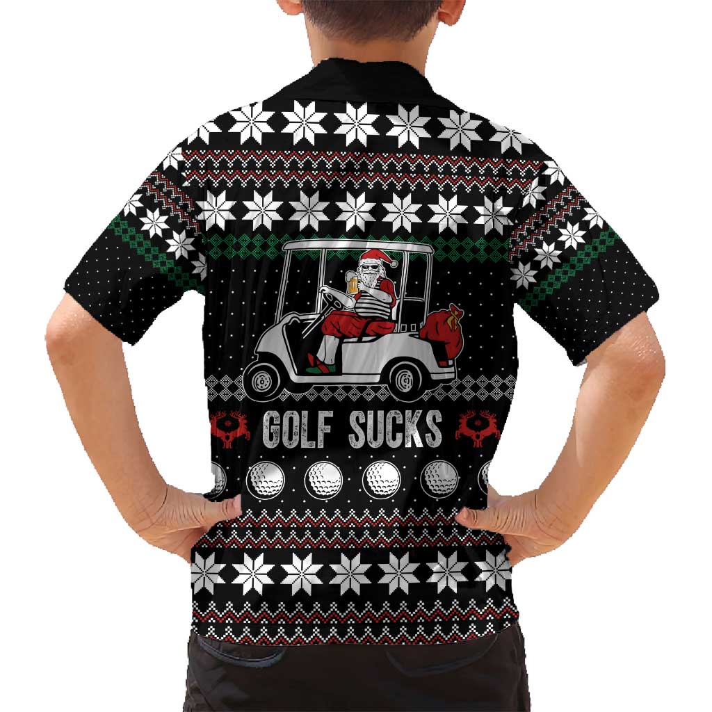 Golf Sucks Christmas Family Matching Off Shoulder Short Dress and Hawaiian Shirt Xmas Holiday Patterns - Wonder Print Shop