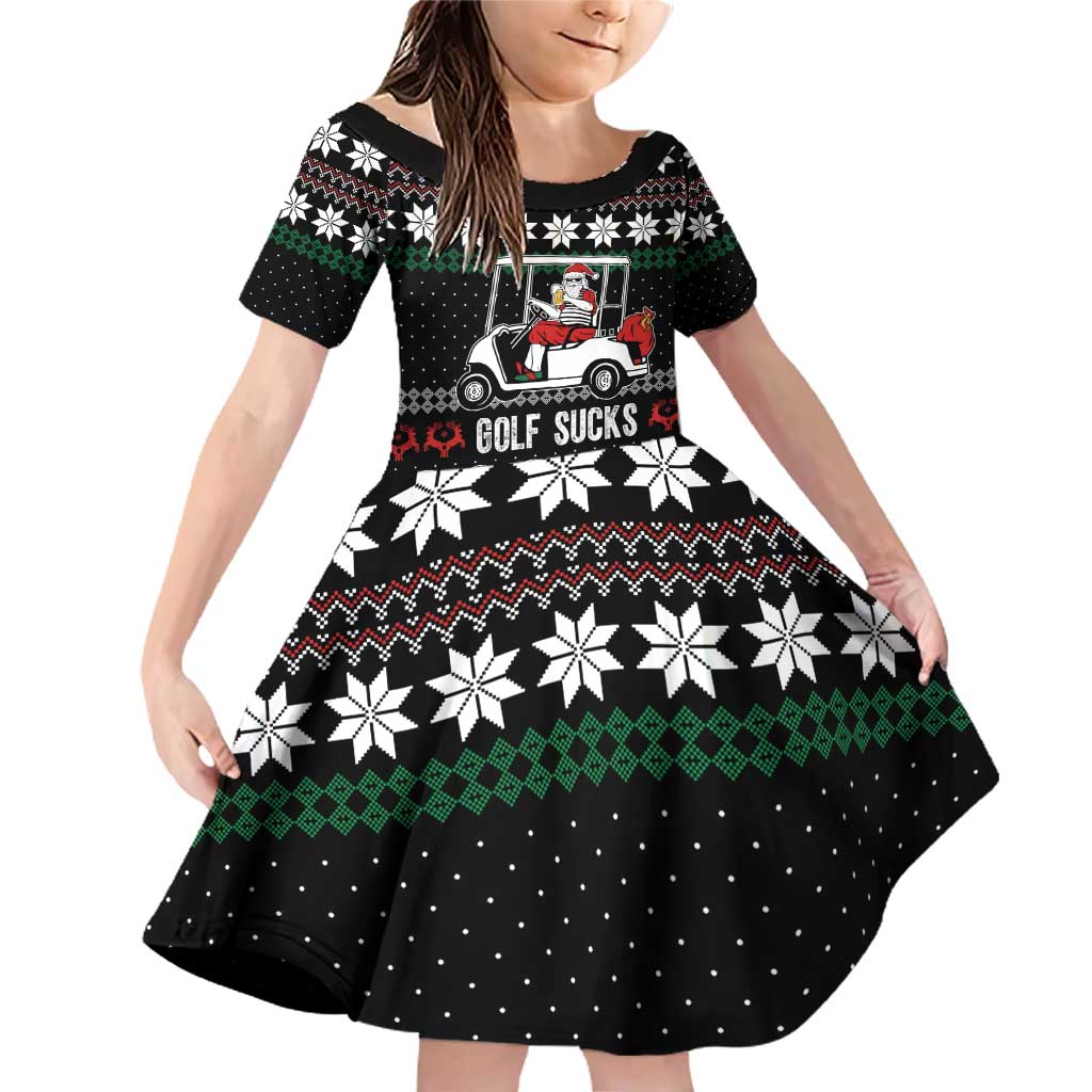 Golf Sucks Christmas Family Matching Off Shoulder Short Dress and Hawaiian Shirt Xmas Holiday Patterns - Wonder Print Shop
