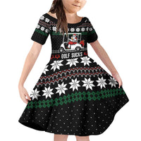 Golf Sucks Christmas Family Matching Off Shoulder Short Dress and Hawaiian Shirt Xmas Holiday Patterns - Wonder Print Shop