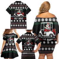 Golf Sucks Christmas Family Matching Off Shoulder Short Dress and Hawaiian Shirt Xmas Holiday Patterns - Wonder Print Shop