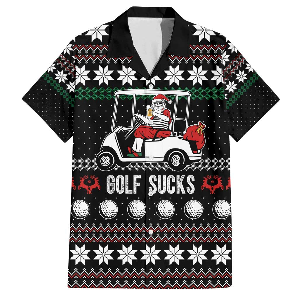 Golf Sucks Christmas Family Matching Off Shoulder Short Dress and Hawaiian Shirt Xmas Holiday Patterns - Wonder Print Shop