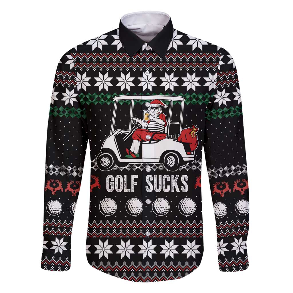 Golf Sucks Christmas Family Matching Off Shoulder Short Dress and Hawaiian Shirt Xmas Holiday Patterns - Wonder Print Shop