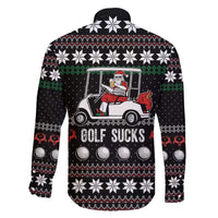 Golf Sucks Christmas Family Matching Off Shoulder Short Dress and Hawaiian Shirt Xmas Holiday Patterns - Wonder Print Shop
