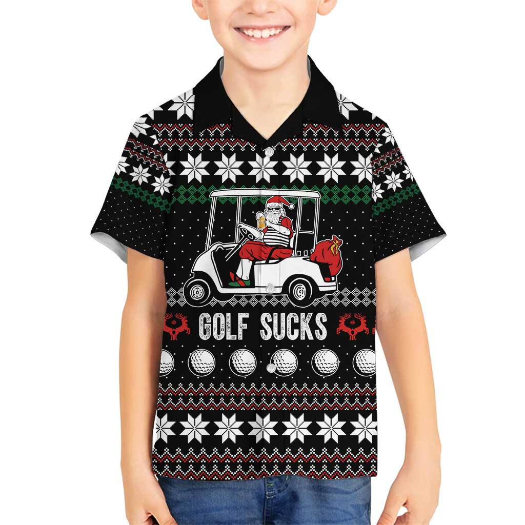 Golf Sucks Christmas Family Matching Off Shoulder Short Dress and Hawaiian Shirt Xmas Holiday Patterns - Wonder Print Shop