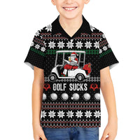 Golf Sucks Christmas Family Matching Off Shoulder Short Dress and Hawaiian Shirt Xmas Holiday Patterns - Wonder Print Shop