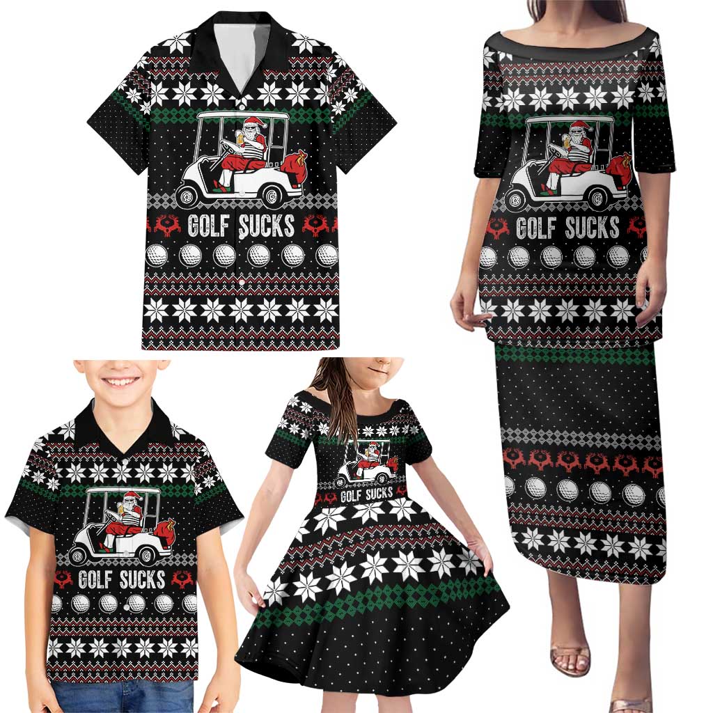Golf Sucks Christmas Family Matching Puletasi and Hawaiian Shirt Xmas Holiday Patterns - Wonder Print Shop