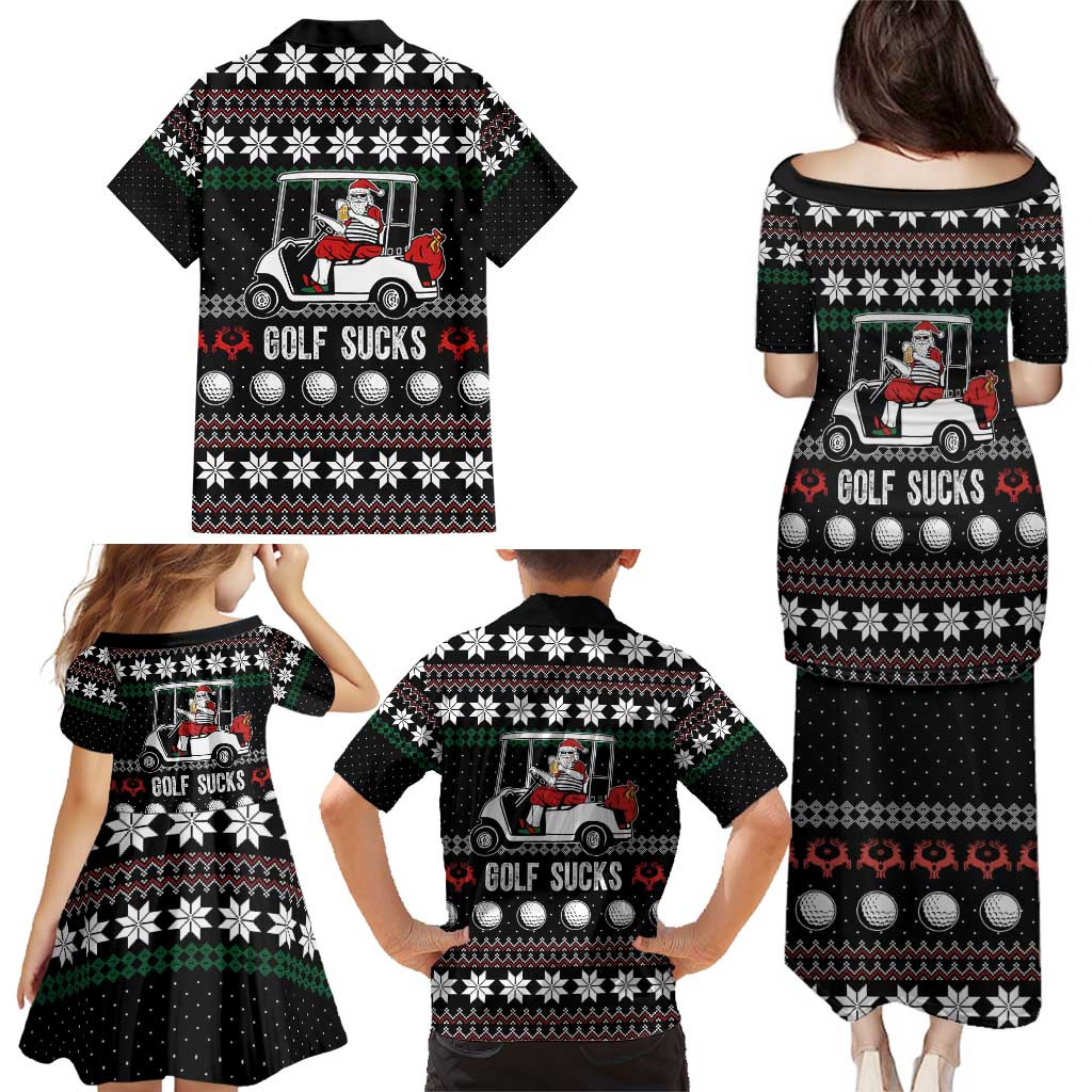 Golf Sucks Christmas Family Matching Puletasi and Hawaiian Shirt Xmas Holiday Patterns - Wonder Print Shop
