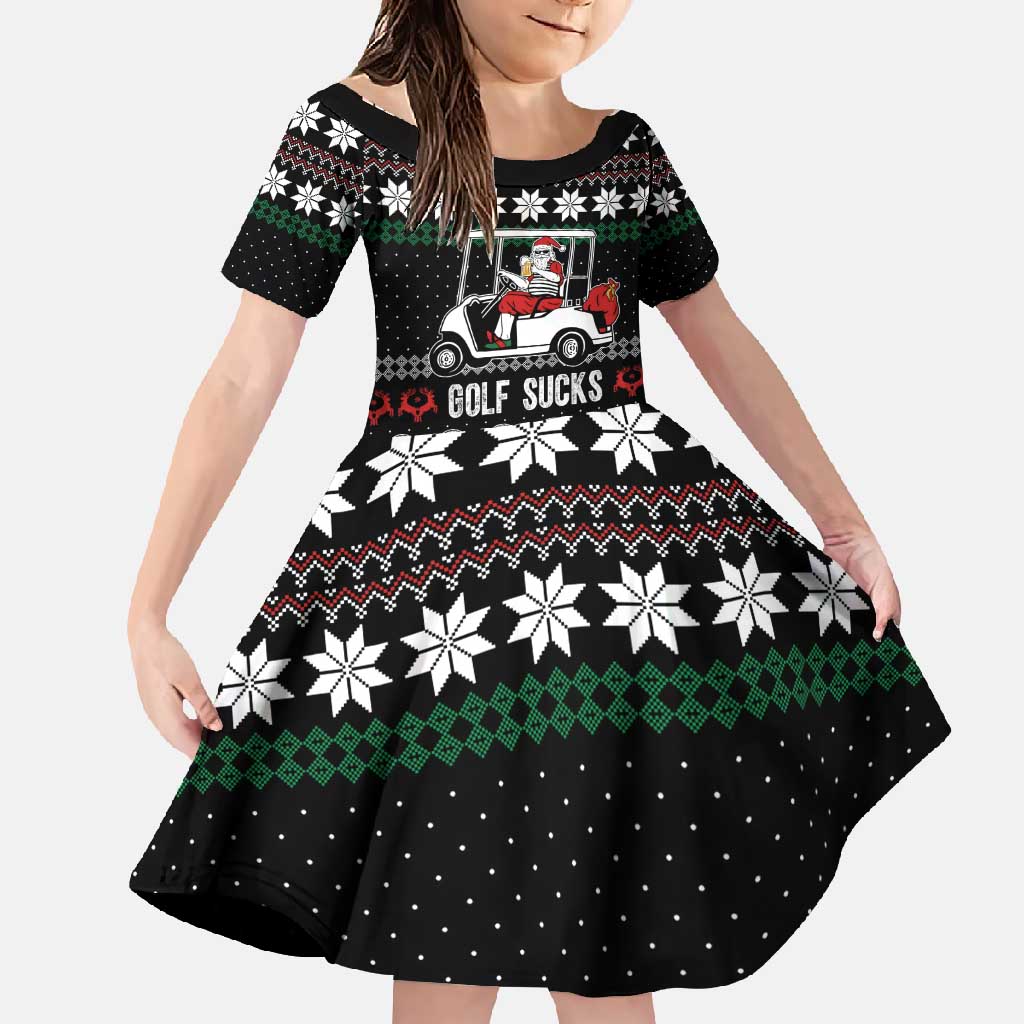 Golf Sucks Christmas Family Matching Short Sleeve Bodycon Dress and Hawaiian Shirt Xmas Holiday Patterns - Wonder Print Shop