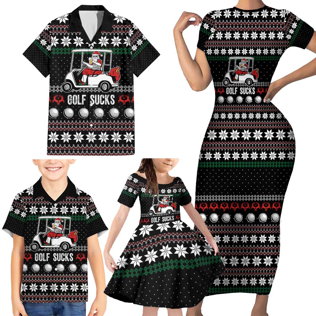 Golf Sucks Christmas Family Matching Short Sleeve Bodycon Dress and Hawaiian Shirt Xmas Holiday Patterns - Wonder Print Shop