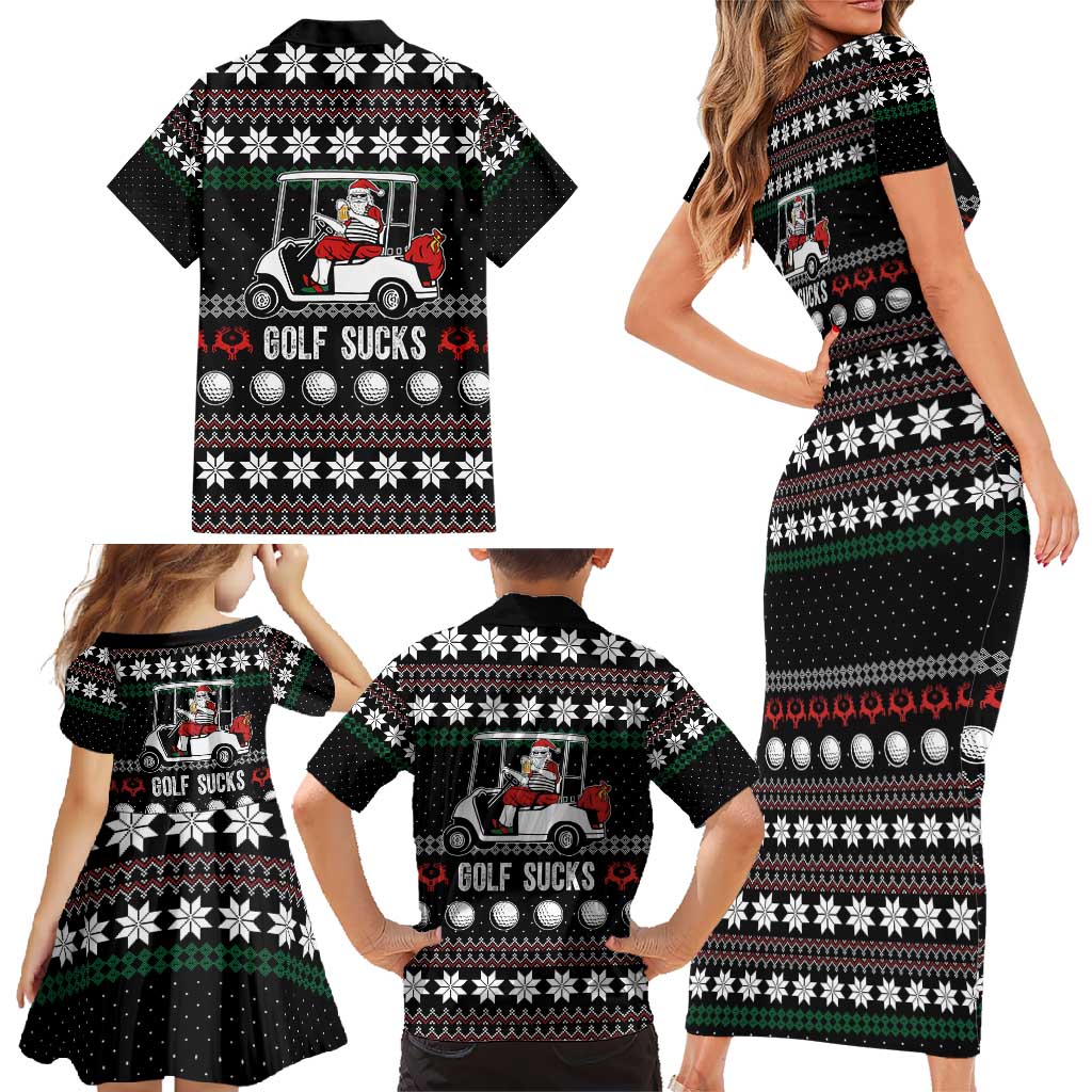 Golf Sucks Christmas Family Matching Short Sleeve Bodycon Dress and Hawaiian Shirt Xmas Holiday Patterns - Wonder Print Shop