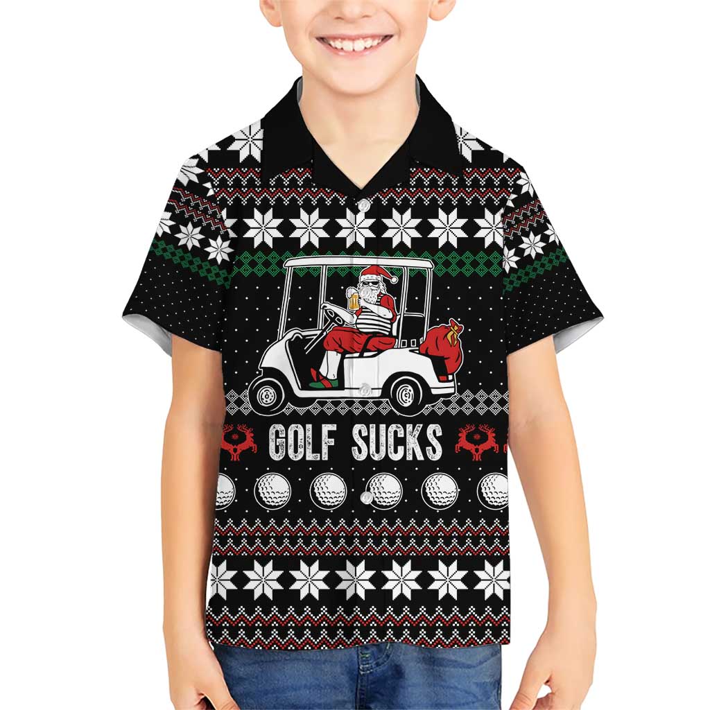 Golf Sucks Christmas Family Matching Short Sleeve Bodycon Dress and Hawaiian Shirt Xmas Holiday Patterns - Wonder Print Shop