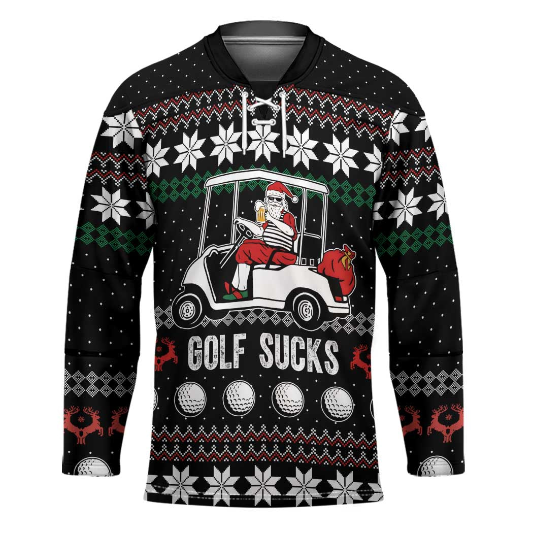 Golf Sucks Christmas Hockey Jersey Xmas Holiday Patterns - Wonder Print Shop