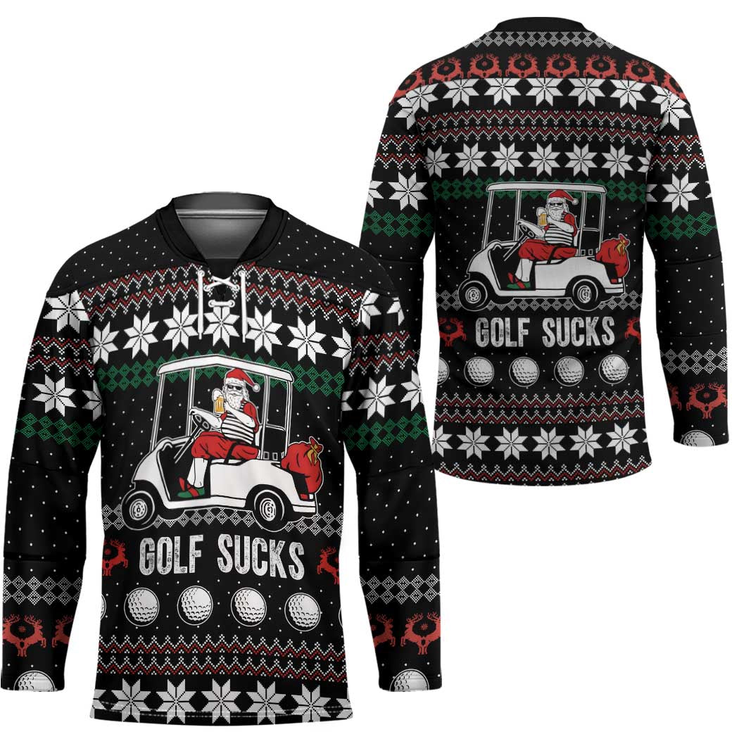 Golf Sucks Christmas Hockey Jersey Xmas Holiday Patterns - Wonder Print Shop