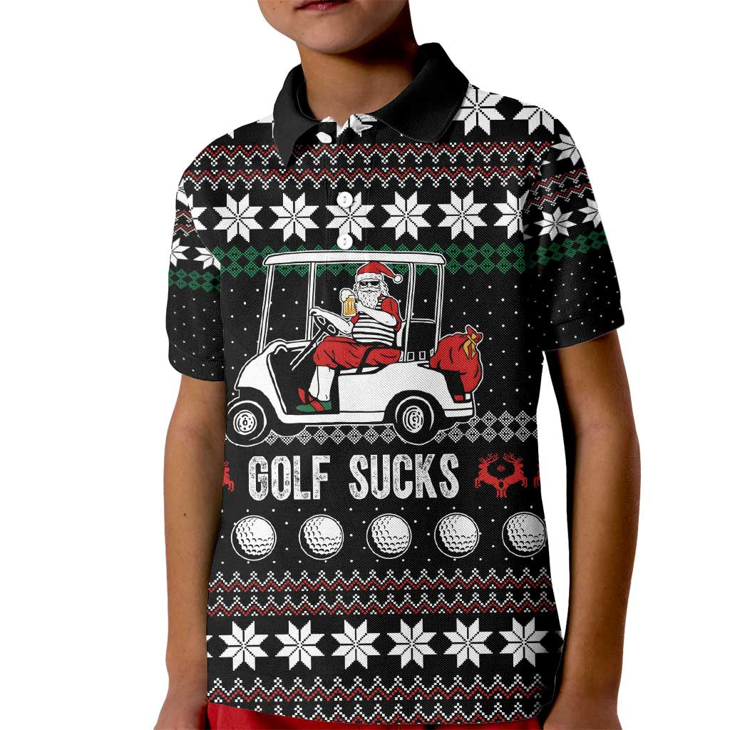 Golf Sucks Christmas Kid Polo Shirt Xmas Holiday Patterns - Wonder Print Shop