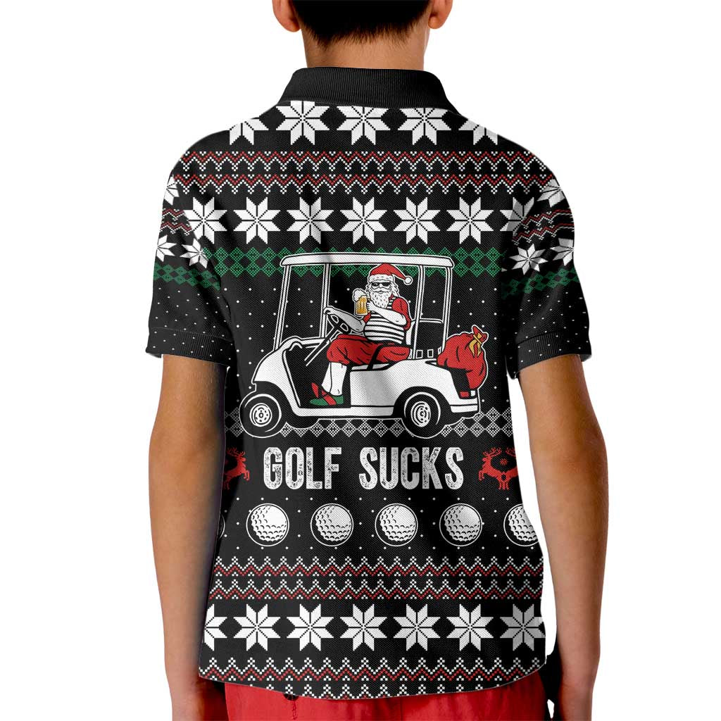 Golf Sucks Christmas Kid Polo Shirt Xmas Holiday Patterns - Wonder Print Shop