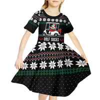 Golf Sucks Christmas Kid Short Sleeve Dress Xmas Holiday Patterns - Wonder Print Shop