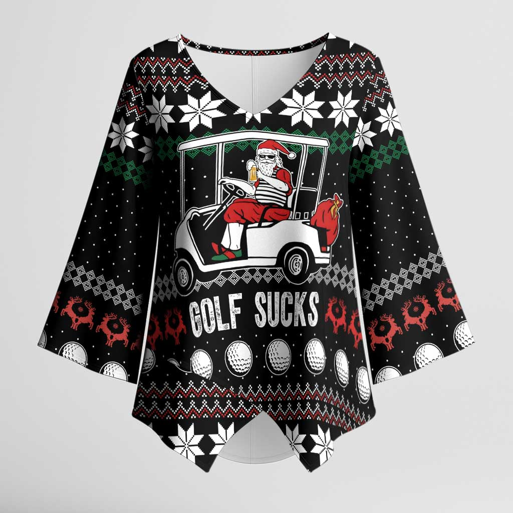 Golf Sucks Christmas Kimono Sleeve Blouse Xmas Holiday Patterns - Wonder Print Shop