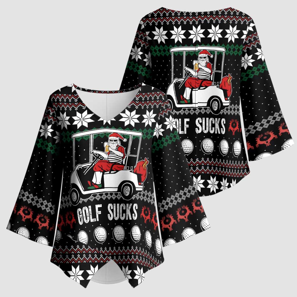 Golf Sucks Christmas Kimono Sleeve Blouse Xmas Holiday Patterns - Wonder Print Shop