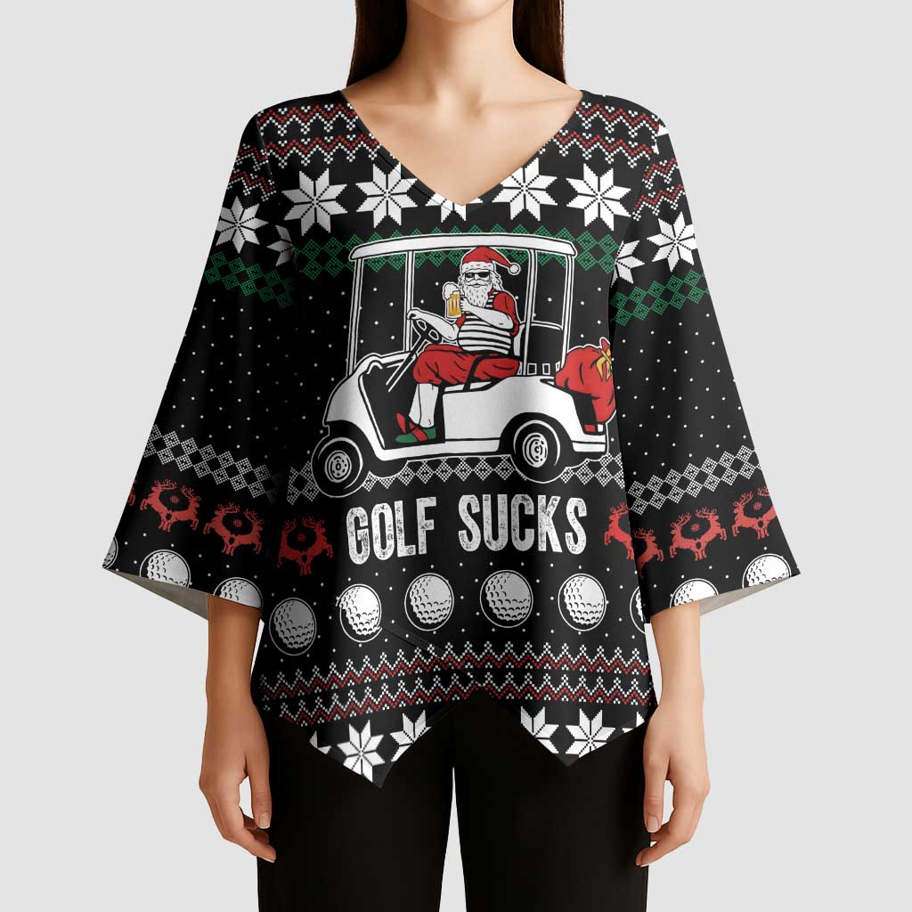 Golf Sucks Christmas Kimono Sleeve Blouse Xmas Holiday Patterns - Wonder Print Shop