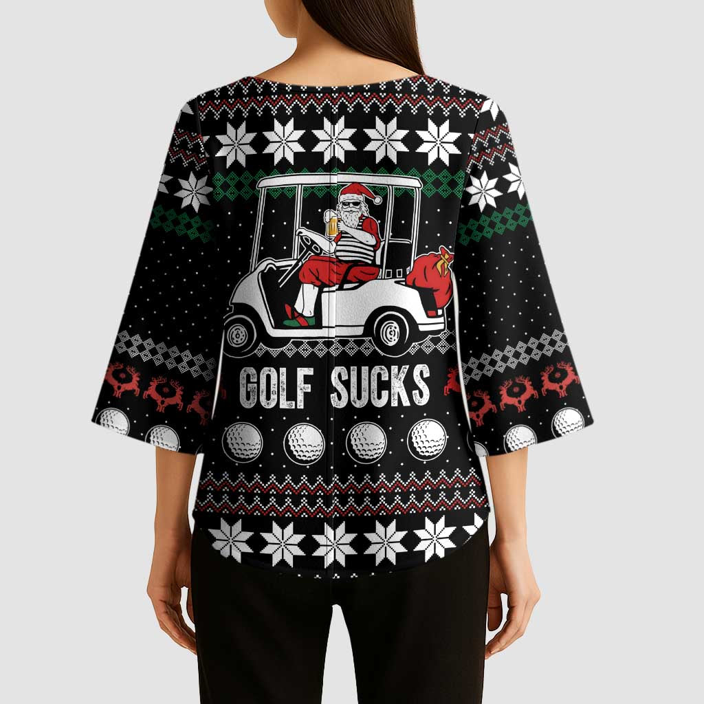 Golf Sucks Christmas Kimono Sleeve Blouse Xmas Holiday Patterns - Wonder Print Shop