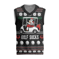 Golf Sucks Christmas Knitted V-Neck Vest Xmas Holiday Patterns - Wonder Print Shop