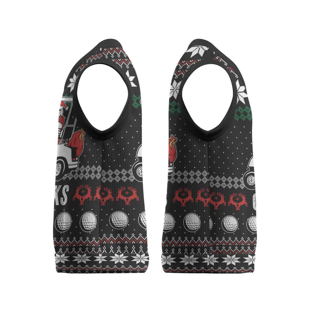 Golf Sucks Christmas Knitted V-Neck Vest Xmas Holiday Patterns - Wonder Print Shop
