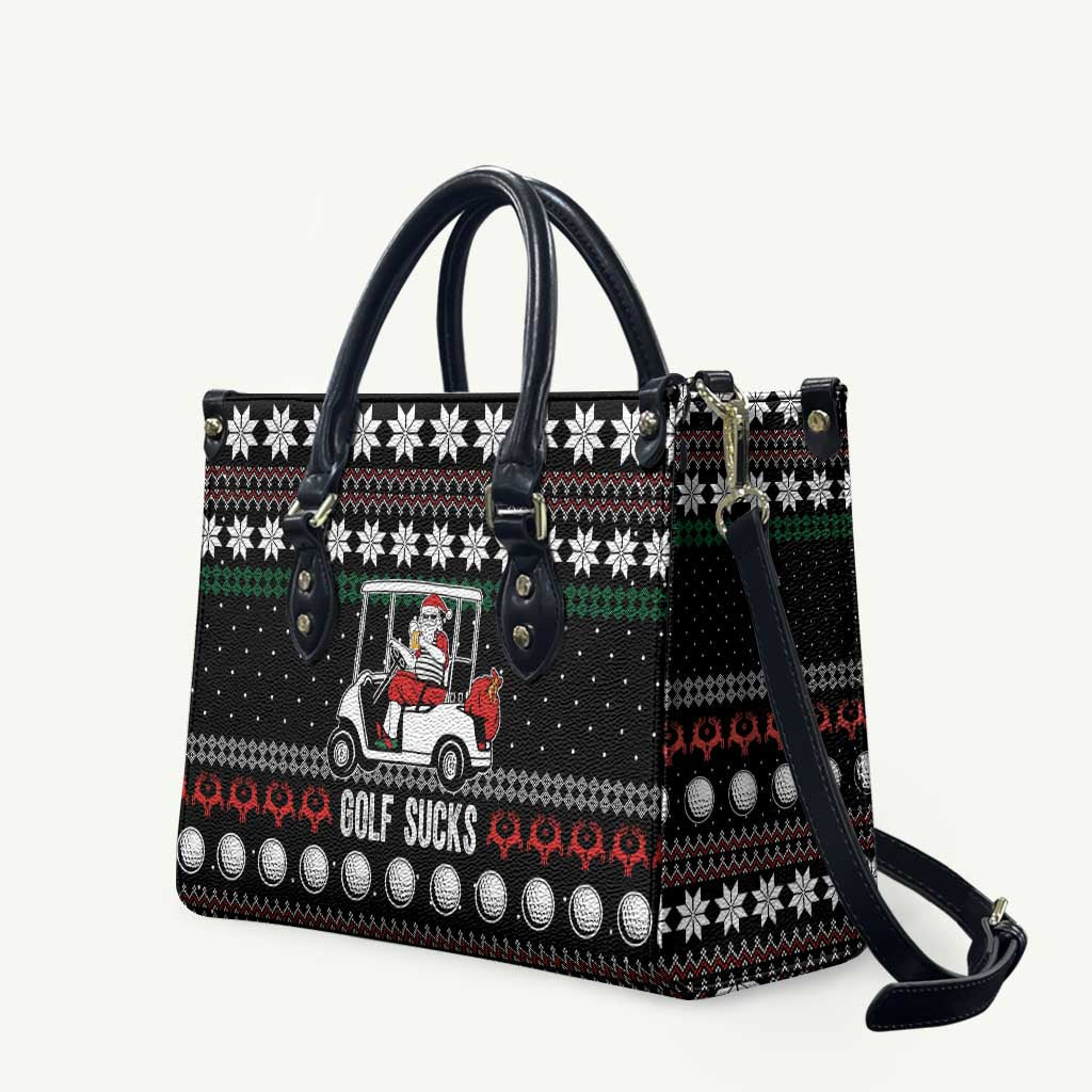 Golf Sucks Christmas Leather Bag Xmas Holiday Patterns - Wonder Print Shop