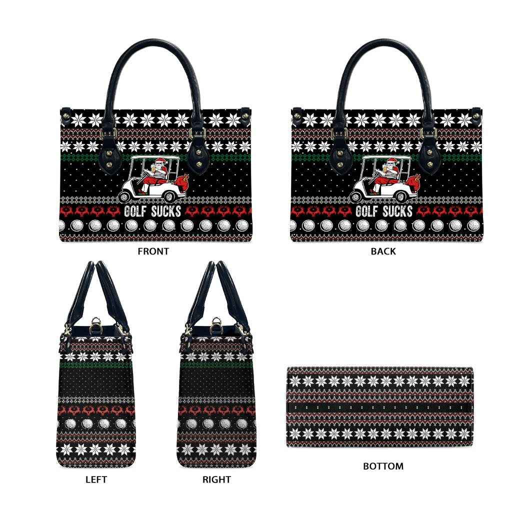 Golf Sucks Christmas Leather Bag Xmas Holiday Patterns - Wonder Print Shop