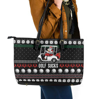 Golf Sucks Christmas Leather Tote Bag Xmas Holiday Patterns - Wonder Print Shop