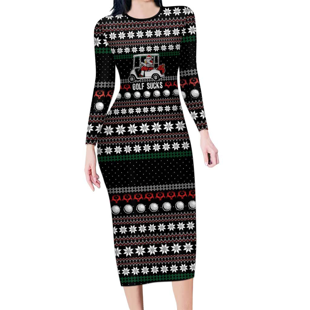 Golf Sucks Christmas Long Sleeve Bodycon Dress Xmas Holiday Patterns - Wonder Print Shop