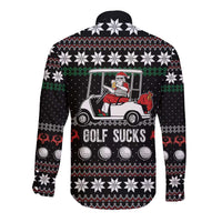 Golf Sucks Christmas Long Sleeve Button Shirt Xmas Holiday Patterns - Wonder Print Shop