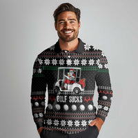 Golf Sucks Christmas Long Sleeve Polo Shirt Xmas Holiday Patterns - Wonder Print Shop