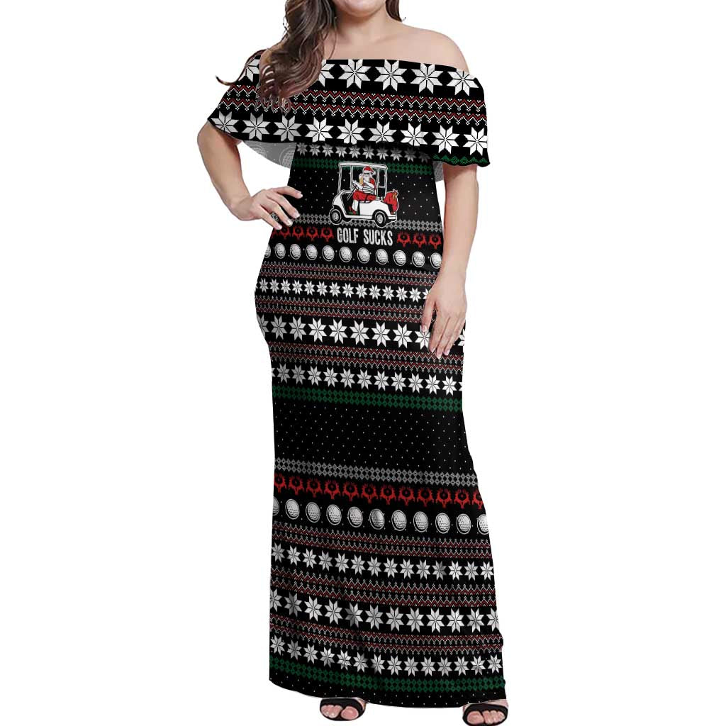 Golf Sucks Christmas Off Shoulder Maxi Dress Xmas Holiday Patterns - Wonder Print Shop