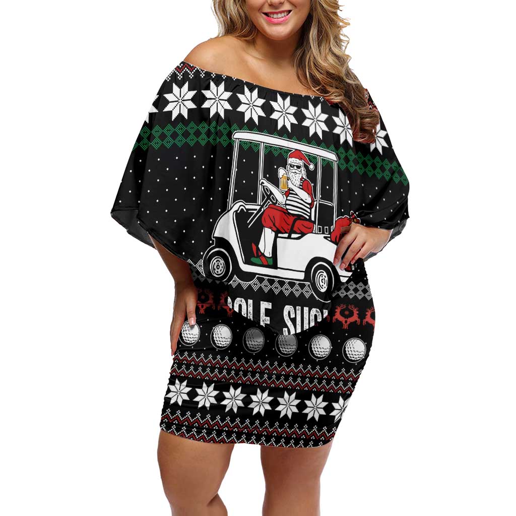 Golf Sucks Christmas Off Shoulder Short Dress Xmas Holiday Patterns - Wonder Print Shop